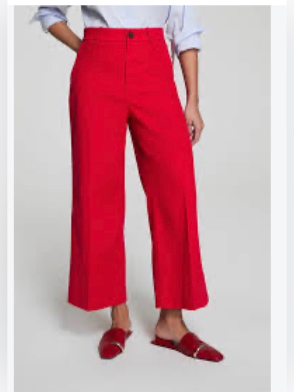 NEW SPANX Stretch Twill Cropped Wide Leg Pant in Red